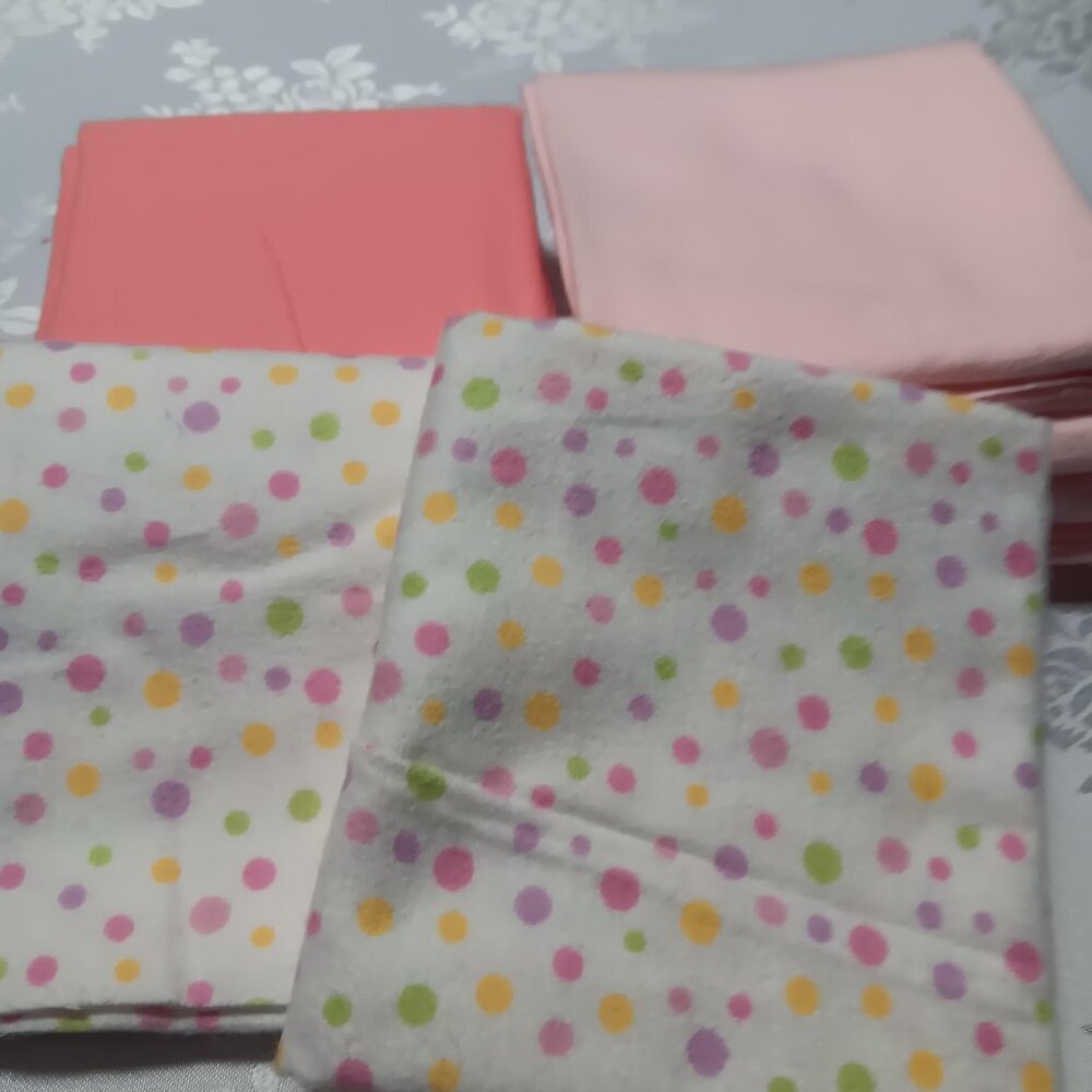 #562 9 Asst. Flannel Fat Quarters Pink, Dots, Peach New